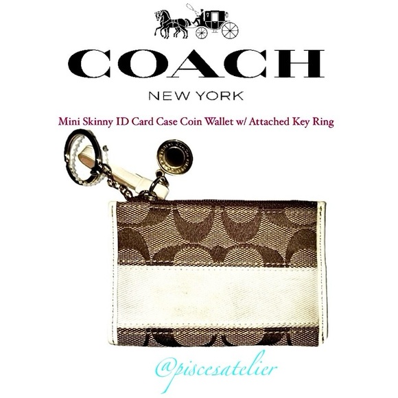 Coach Vintage Mini Skinny ID Card Case Coin Wallet w/ Attached Key Ring & Duster - Picture 4 of 11